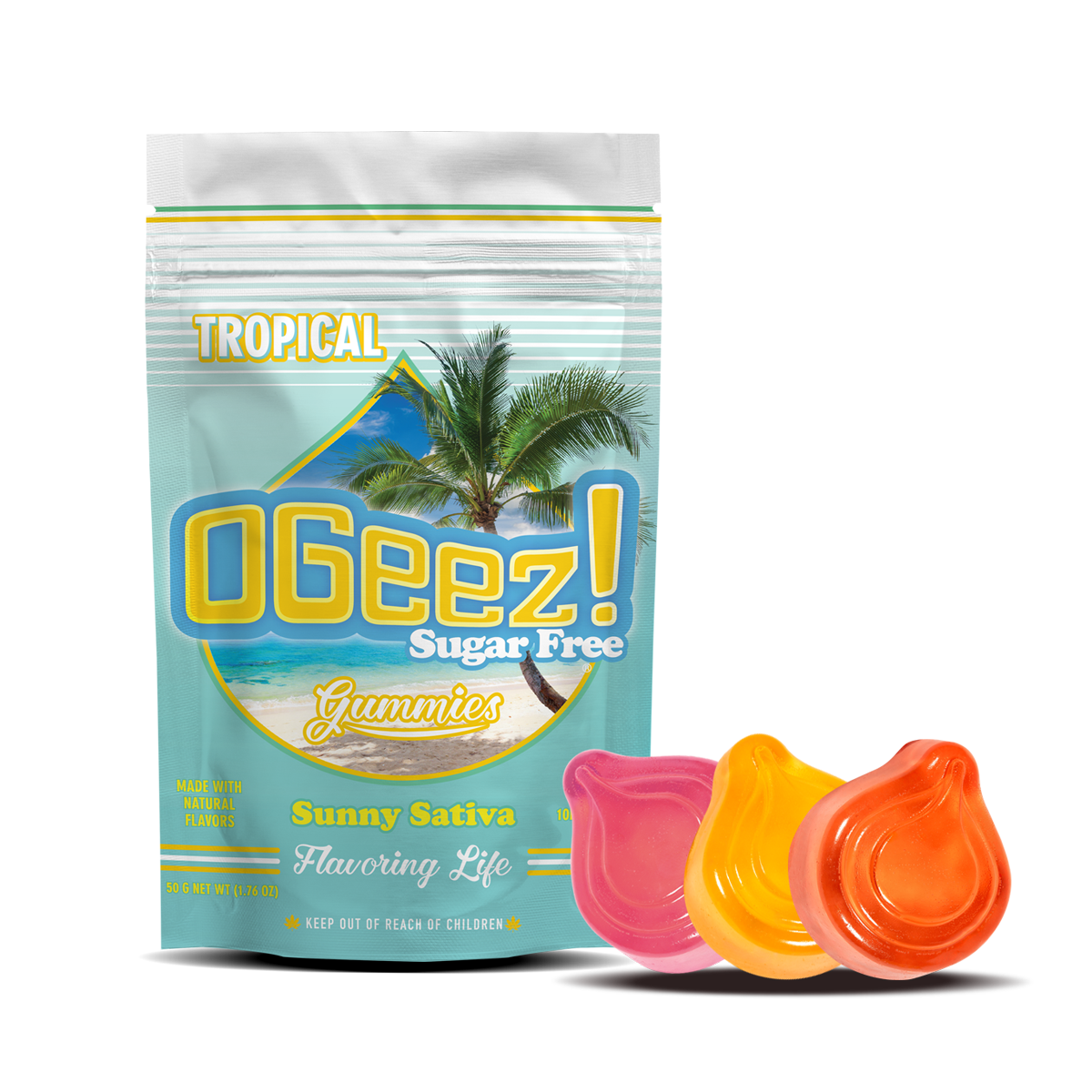 Photograph of product: OGeez! | Edibles | Sugar Free Tropical Sunny Oui'd (S) | [10pk](100mg)