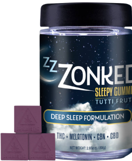 Photograph of product: Zzzonked Tutti Frutti Gummies 100mg 20pk