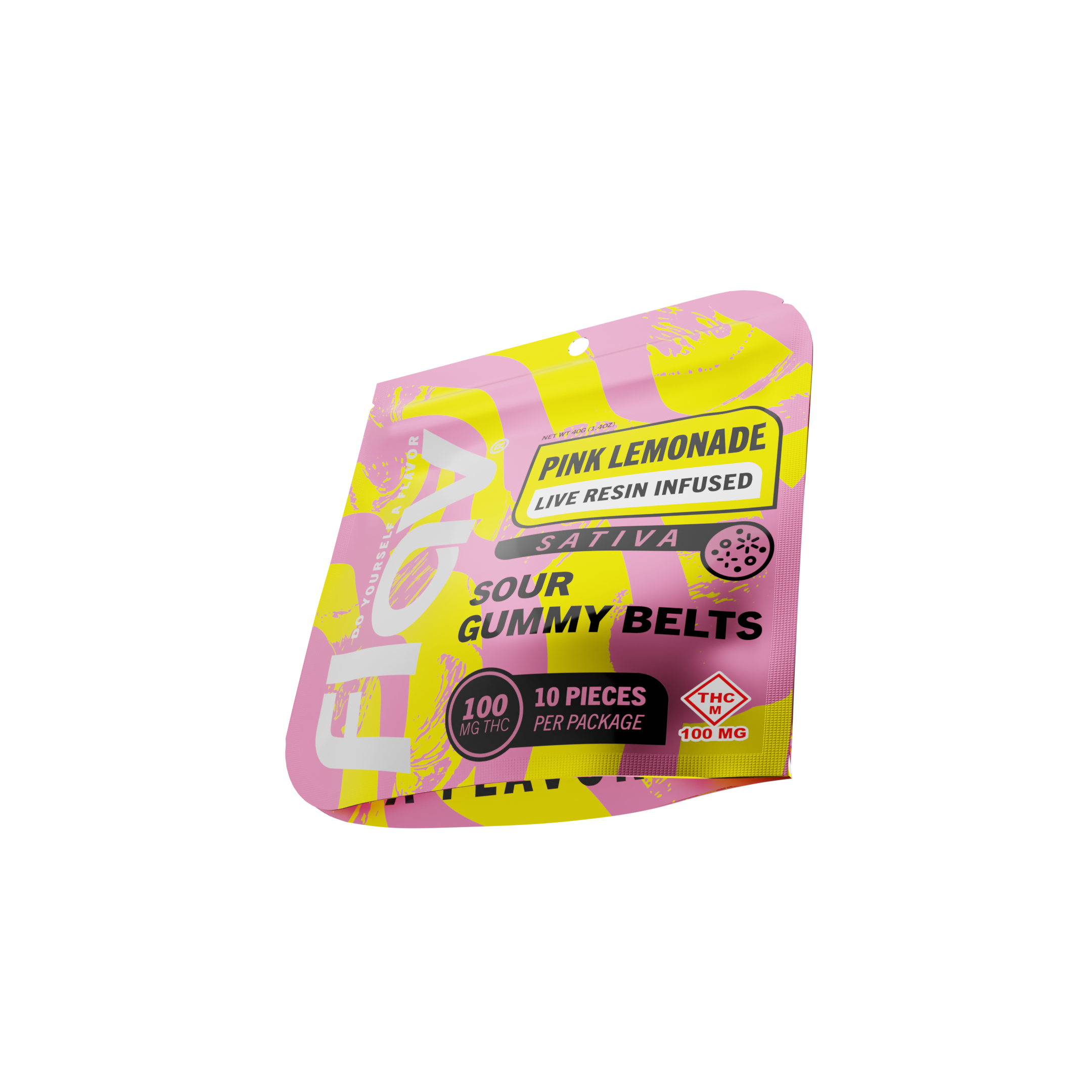 Photograph of product: Flav - Live Resin Gummy Belt Sour Pink Lemonade - 100mg