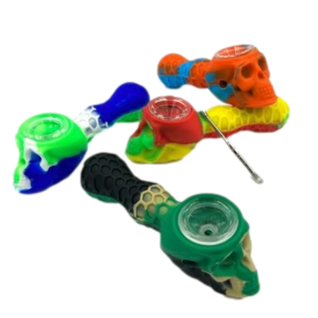 Photograph of product: LUVBUDS 5" SILICONE SKULL PIPE EACH