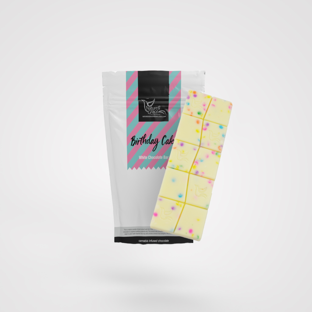 Photograph of product: Birthday Cake White Chocolate 100mg (10-Pack | 10mg Each)