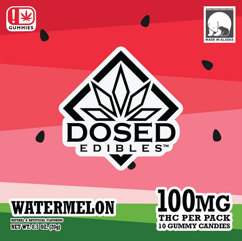 Photograph of product: Watermelon (100mg) Hybrid Gummies 10pk By Dosed Edibles
