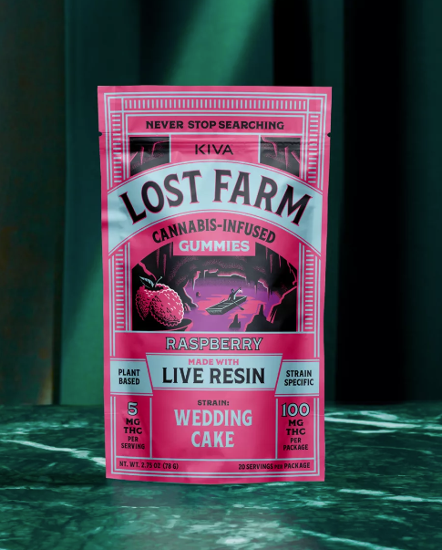 Photograph of product: Live Resin Gummies | Wedding Cake x Raspberry | 100mg | 10 pk | Lost Farm