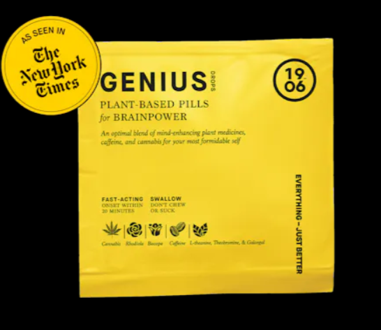 Photograph of product: Genius Drops | Plant Based Pills (S) 1906 | 4 Pack (10mg)