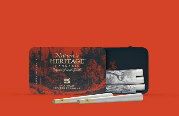 Photograph of product: 5PK - Infused Pre-Roll w/ Bubble au chocolat - Peach Pistol - 0.5g
