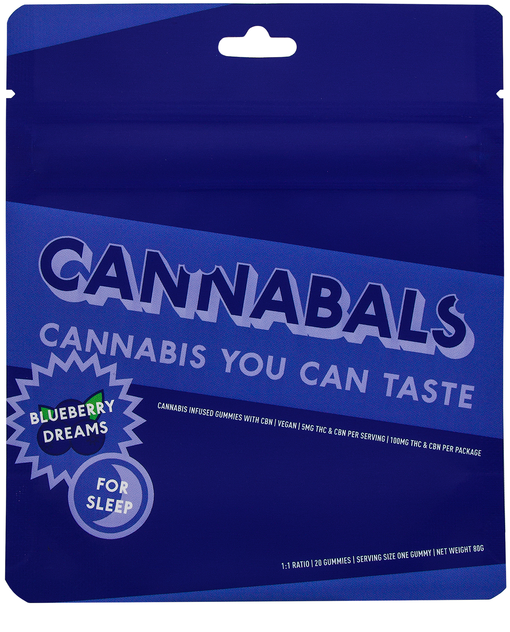 Photograph of product: Cannabals - Blueberry Dreams Gummies (+CBN) - 5mg 20pc