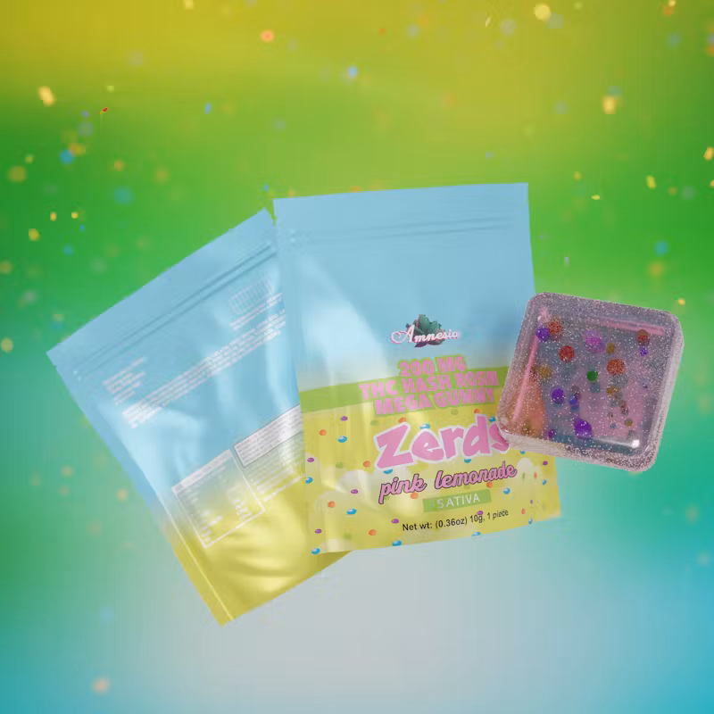 Photograph of product: Amnesia - Zerds au chocolat Rosin Single Mega Gummy - (200mg) - Oui'd - **PINK LEMONADE** (2/$7)