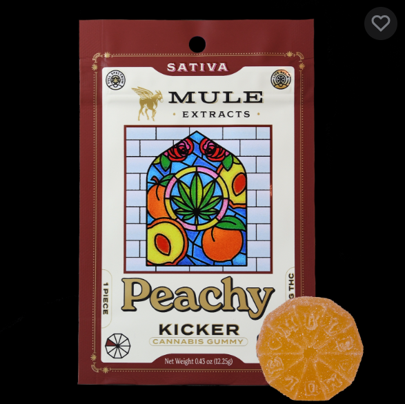Photograph of product: Mule Kicker | Peachy Live Resin Gummy | 100mg