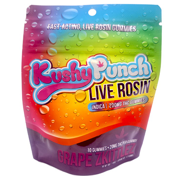 Photograph of product: KUSHY PUNCH | GRAPE ZKITTLES LIVE ROSIN GUMMIES | 200MG