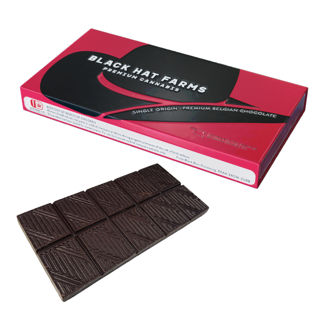 Photograph of product: BLACK HAT FARMS | Dark Chocolate Bar | 250mg total | 1pc