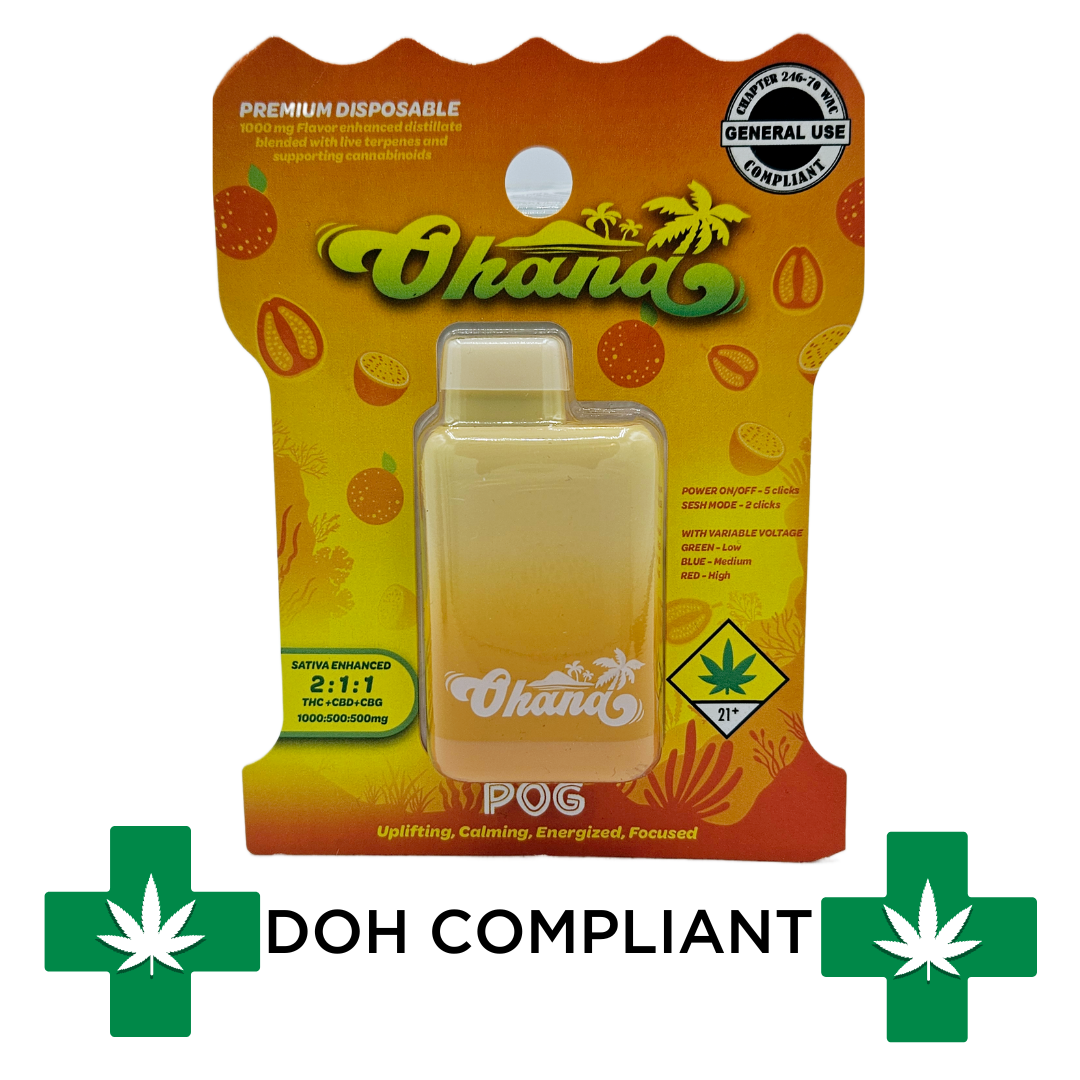 Photograph of product: Ohana Disposable 2:1:1 CBD/CBG POG (S) - (DOH)