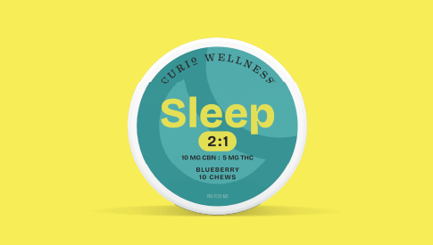 Photograph of product: Curio 5mg 2:1 CBN:TH-oui Sleep Blueberry Chews - 100mg CBN : 50mg TH-oui