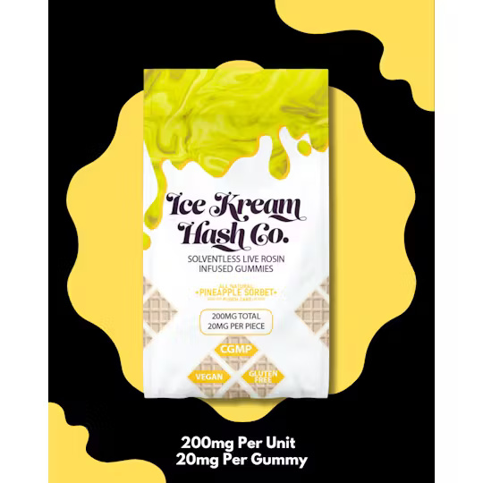 Photograph of product: Ice Kream au chocolat Co. - 200mg Rosin Gummies - Pineapple Sorbet