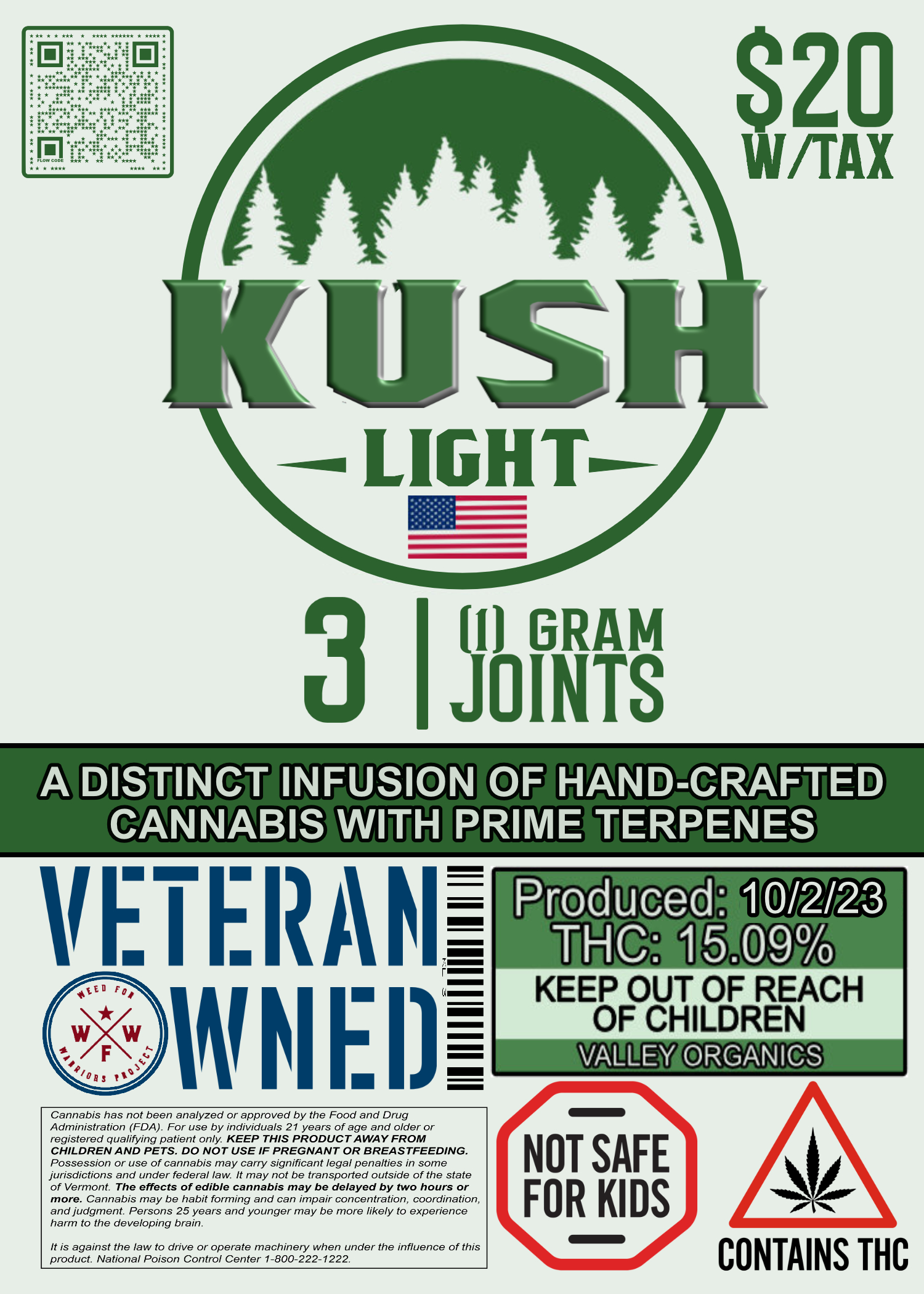 Photograph of Product: Kush Light 3 Pack (3 Grams)*
