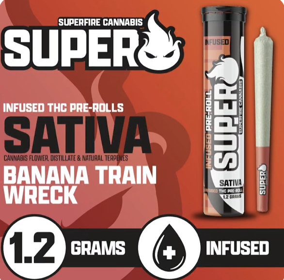 Photograph of product: Superfire- Infused Preroll 1.2g- Banana Trainwreck