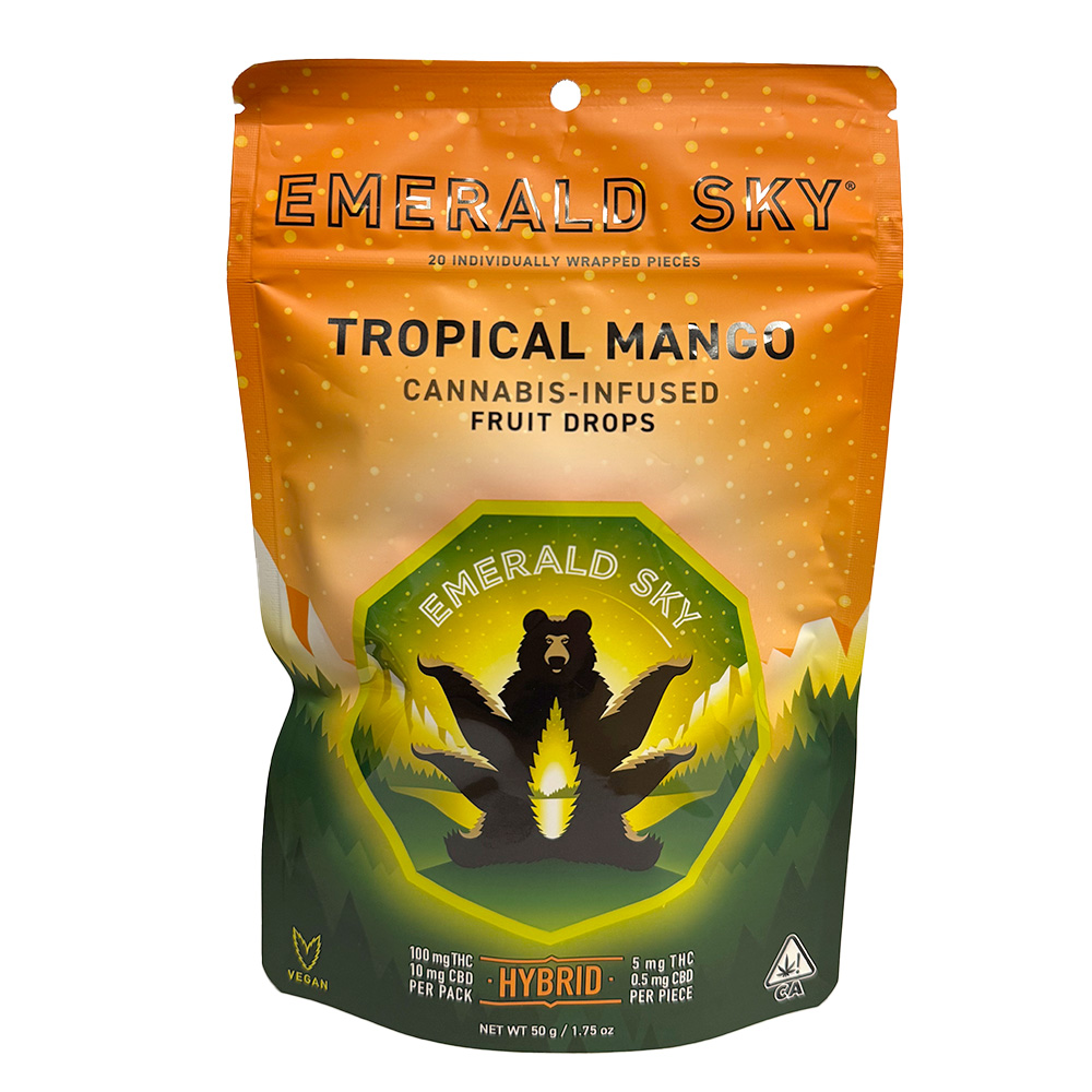 Photograph of product: TROPICAL MANGO HYBRID HARD FRUIT DROPS 20PK