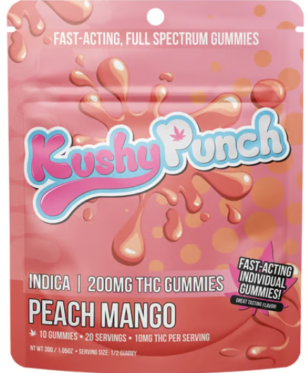 Photograph of product: Peach Mango (I) Kushy Punch | 10 Pack Gummies (100mg)