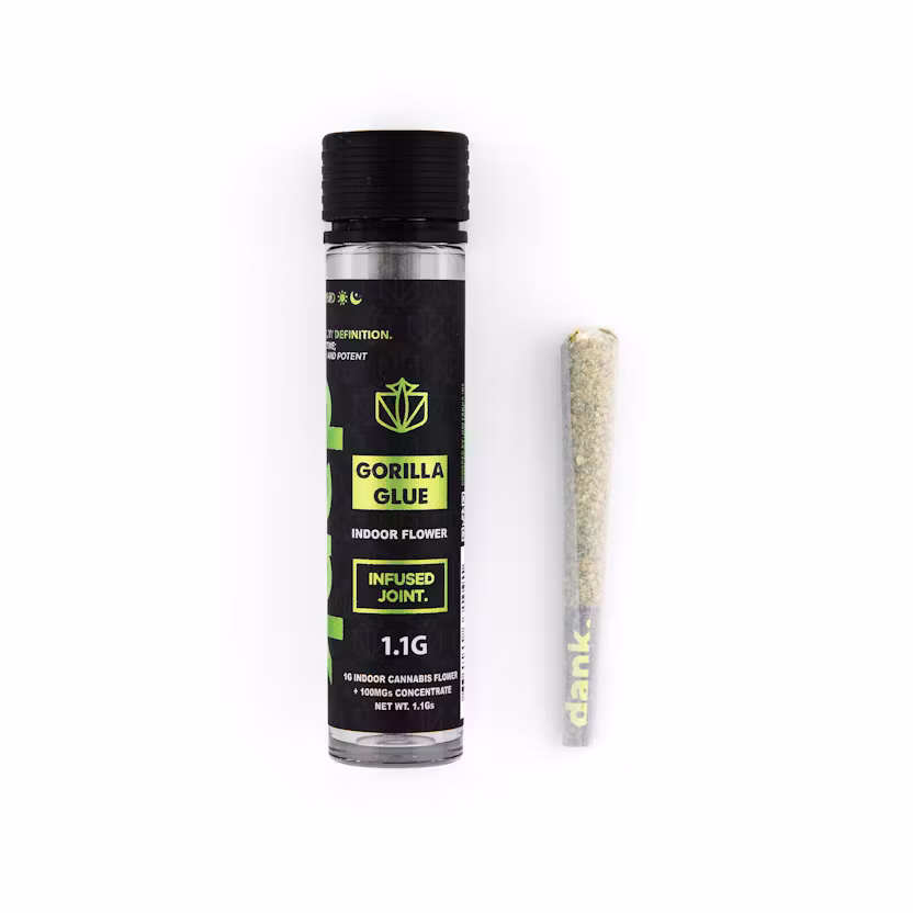Photograph of product: DANK | INFUSED PRE-ROLL | GORILLA GLUE | 1.1G