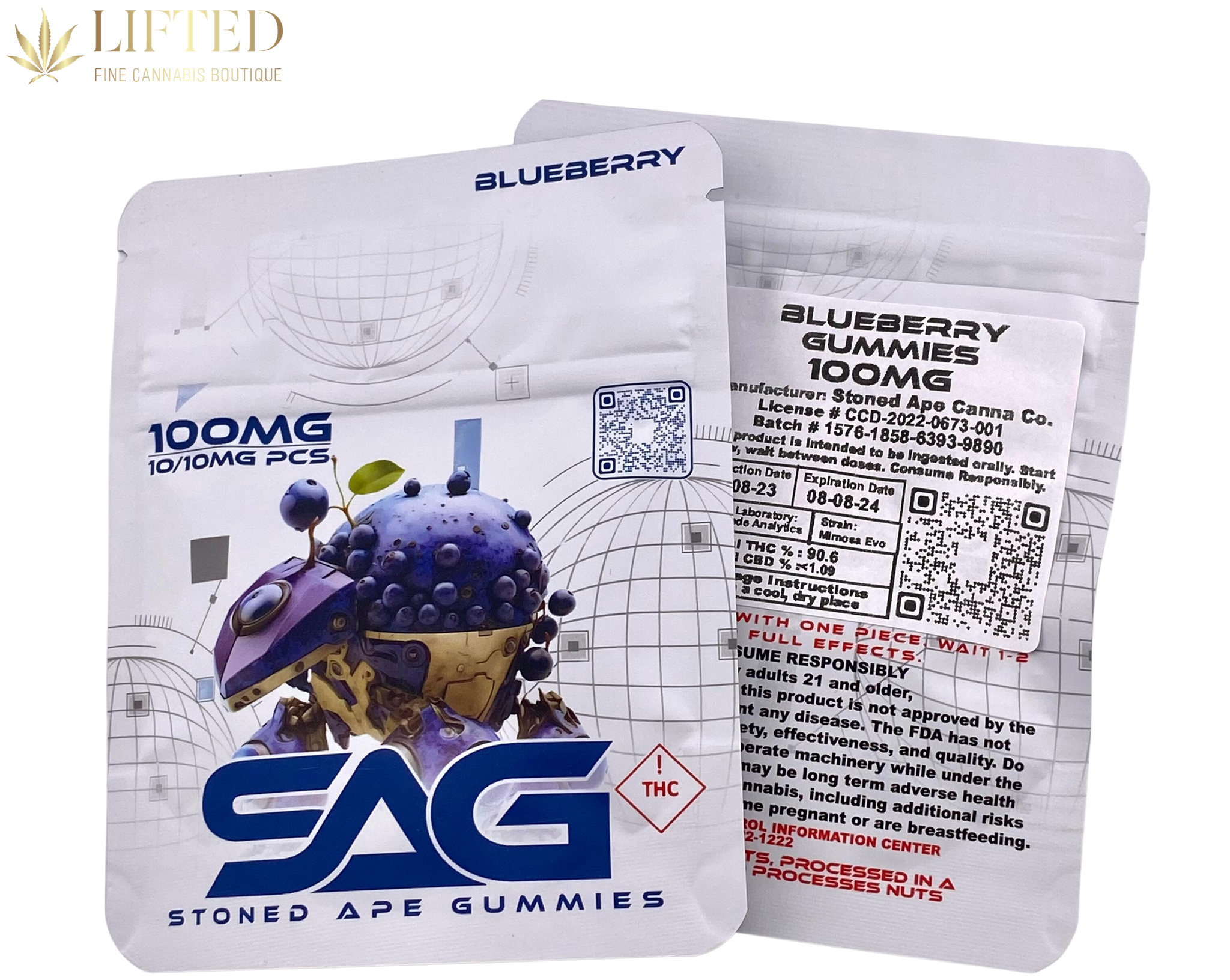 Photograph of product: STONED APE BLUEBERRY GUMMIES 100MG