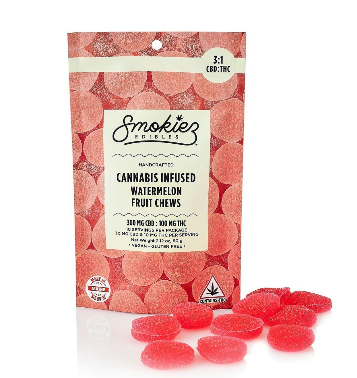 Photograph of product: Smokiez Watermelon 3:1 CBD Gummie 100mg
