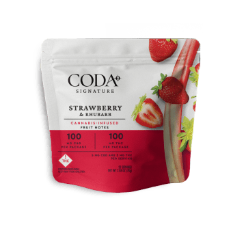 Photograph of product: Coda - Fruit Note Gummies - - Strawberry & Rhubarb 1:1 TH-oui:CBD