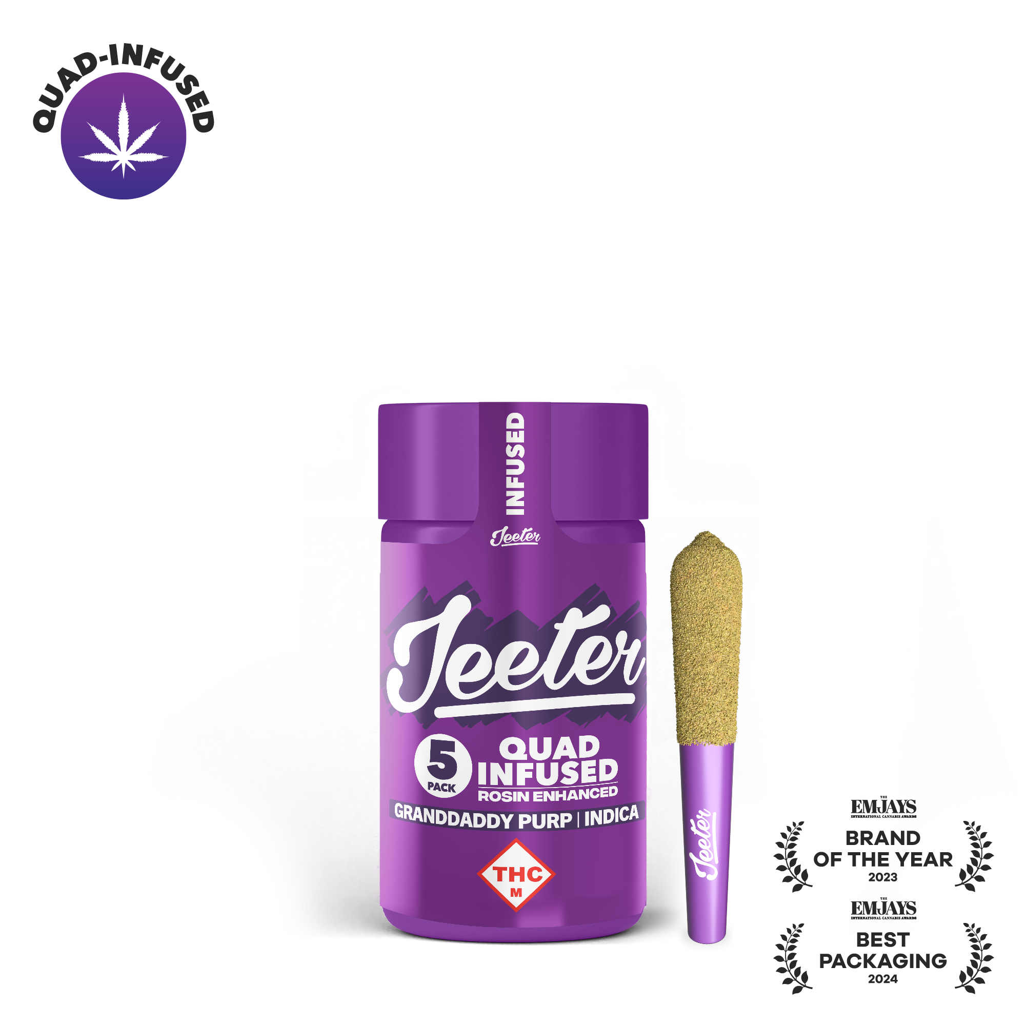 Photograph of product: 0.5g Infused Preroll 5pk [2.5g] | Granddaddy Purp