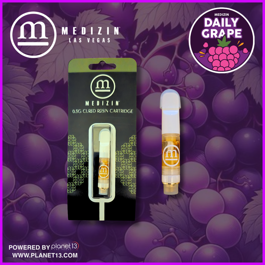 Photograph of product: Medizin Daily Grape .5g Cured Rosin Vape Cart