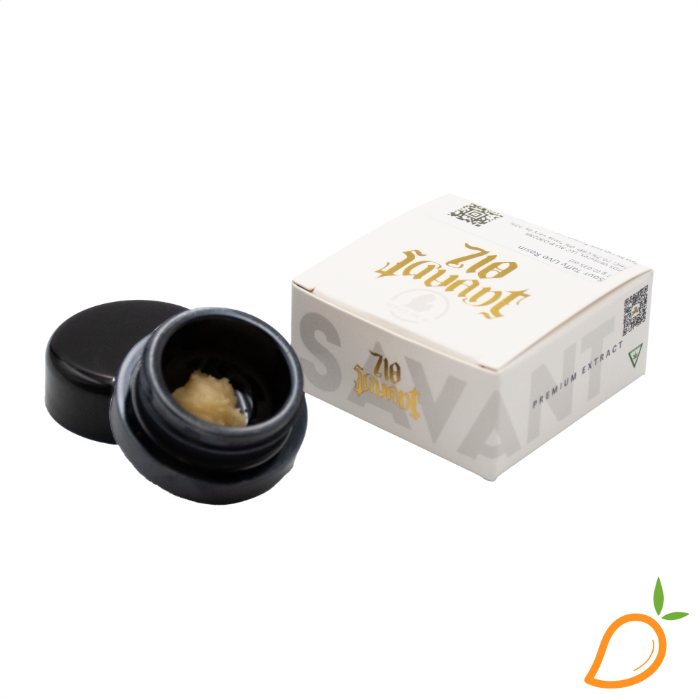 Photograph of product: 1g Sour Taffy Live Rosin 710 Savant