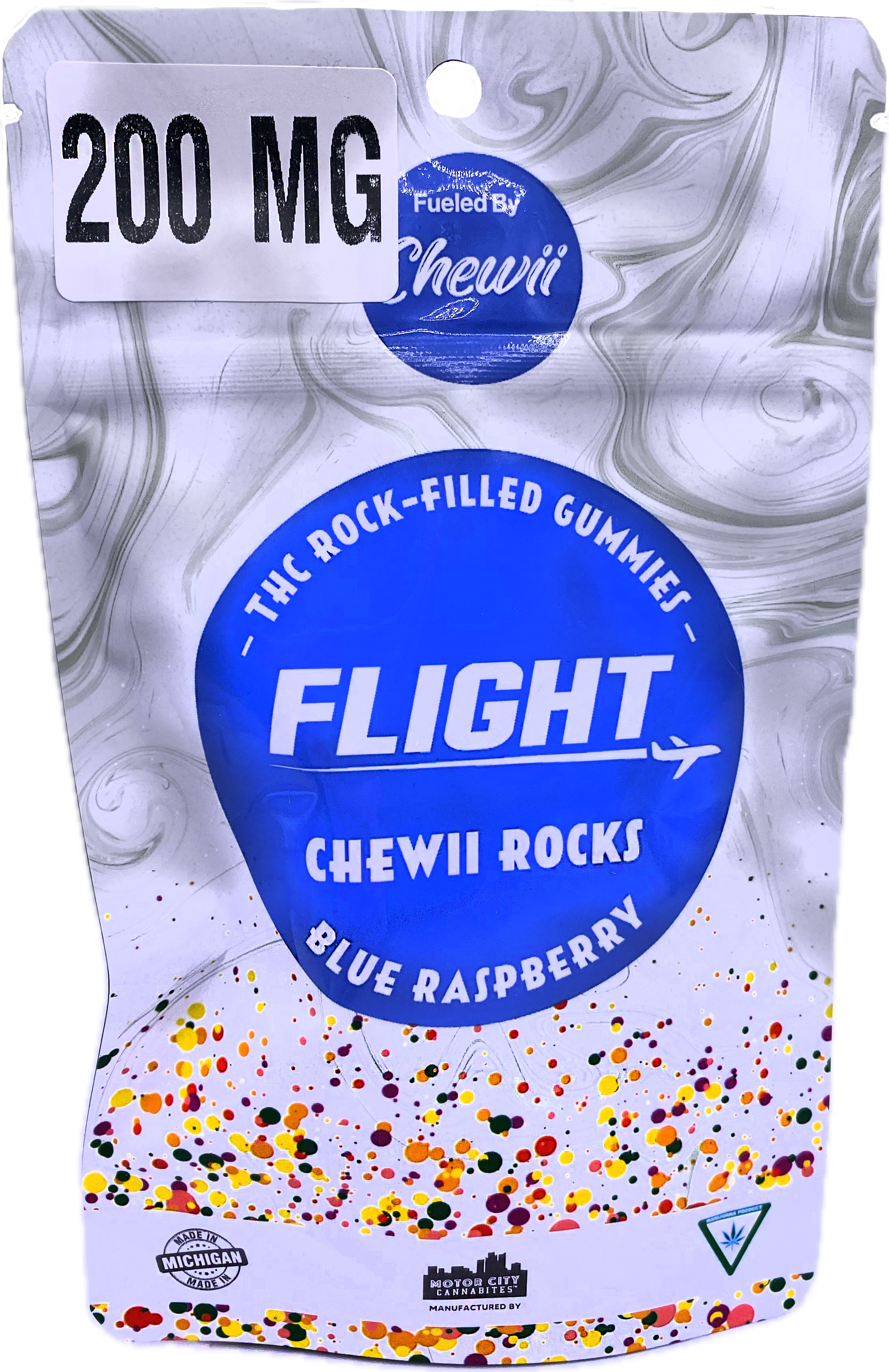 Photograph of product: Flight Blue Raspberry Rock-Candy Gummies 200mg Rec
