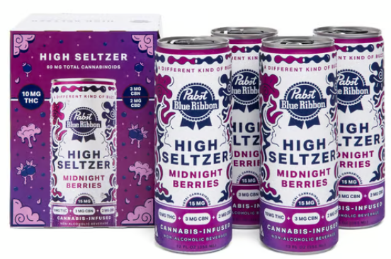 Photograph of product: Midnight Berries [I] - 40MG TH-oui +12MG CBN + 8MG CBD  High Seltzers 12OZ 4PK