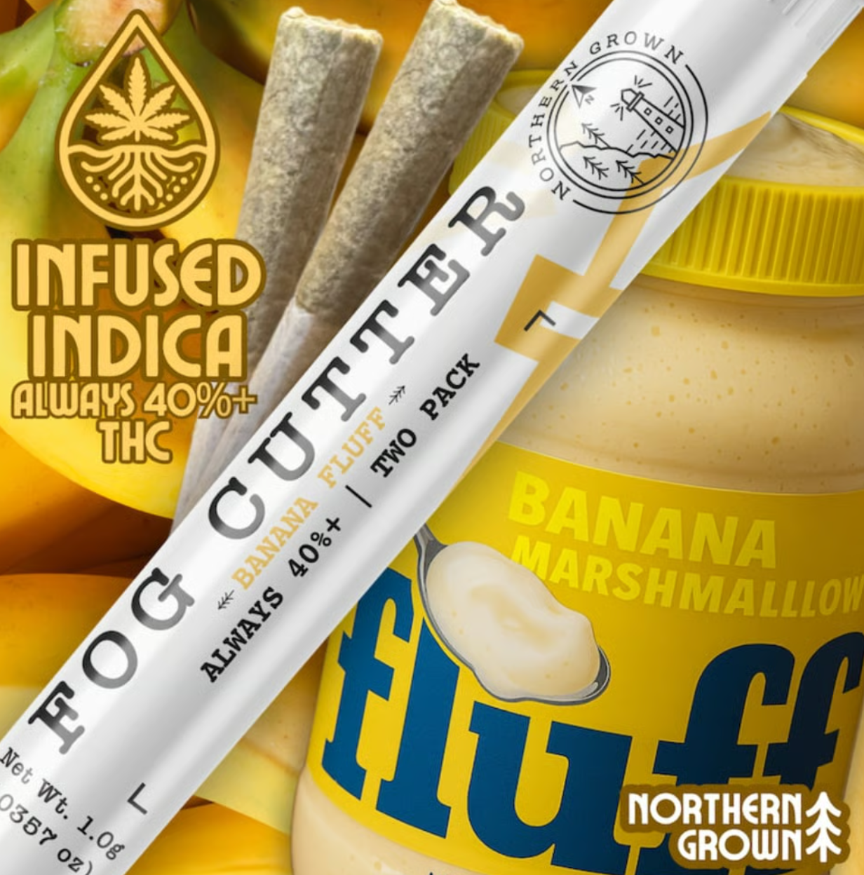 Photograph of Product: Banana Fluff (I-H) Fog Cutter Infused PRJ 2pk x .5g