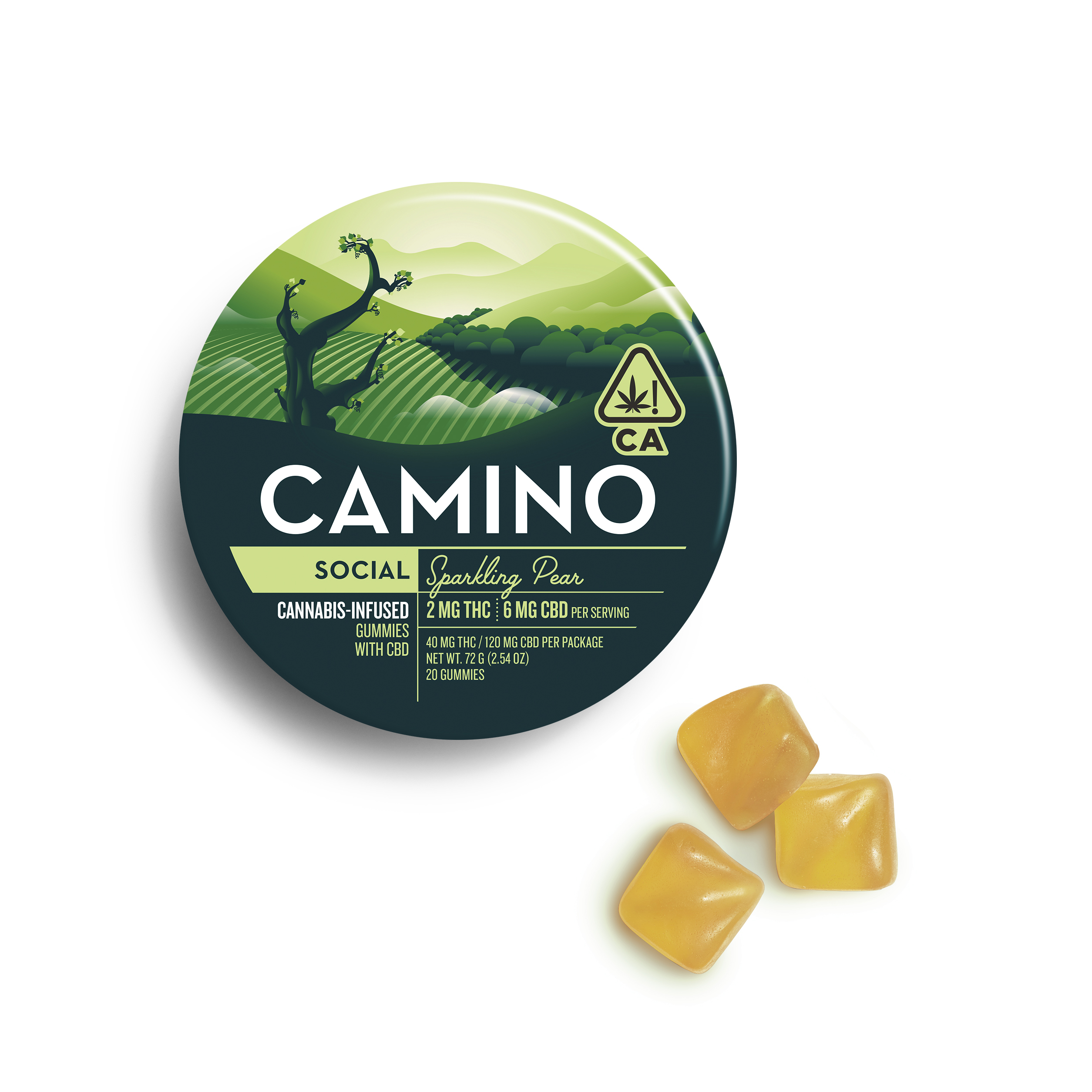 Photograph of Product: Camino - Sparkling Pear (1:3 THC:CBD) Edible 100mg