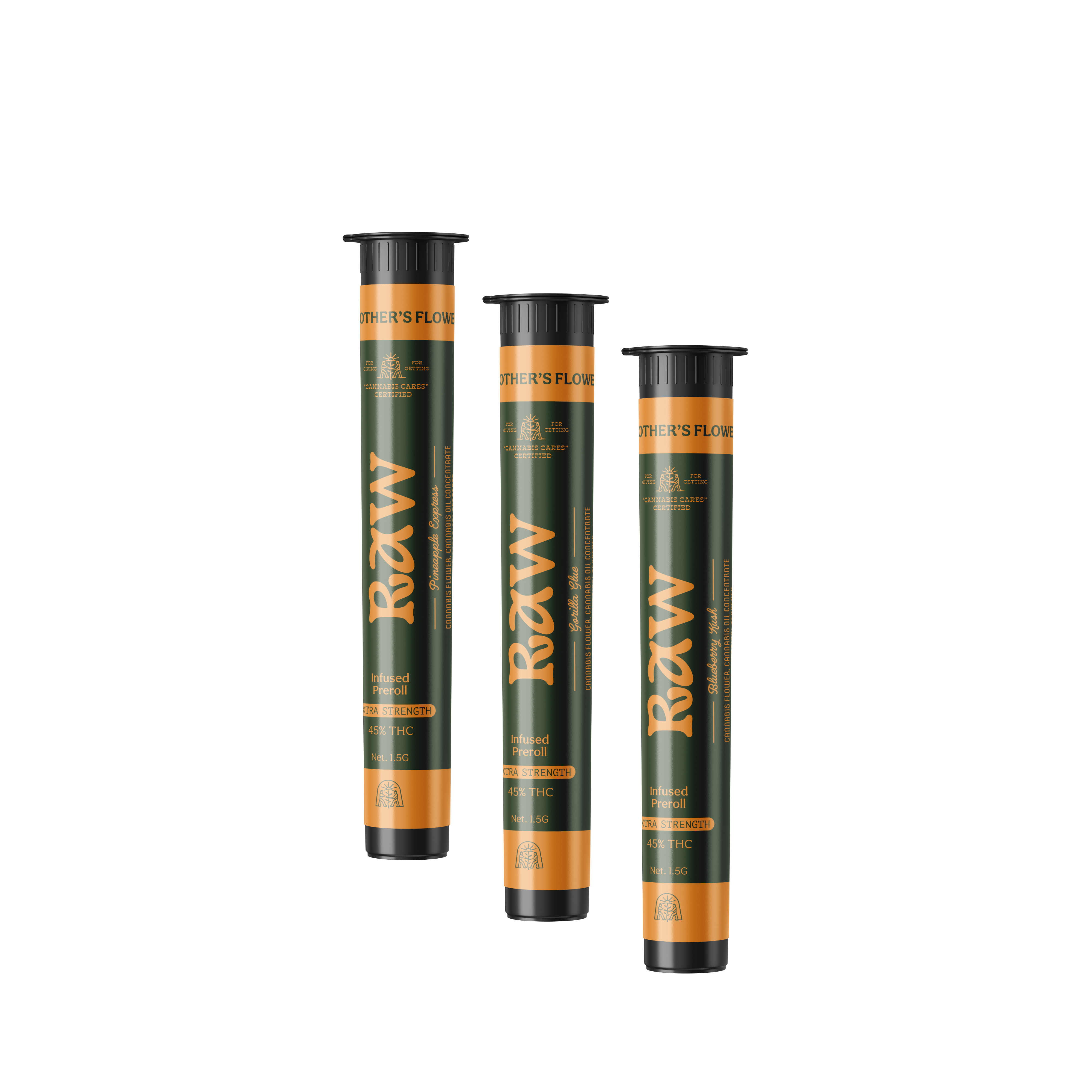 Photograph of product: MBF Labs - (I) Raw Infused Extra Strength Preroll - Tahoe OG
