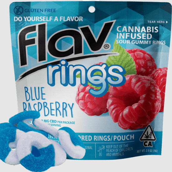 Photograph of product: Gummies - Blue Raspberry Rings 100mg - 