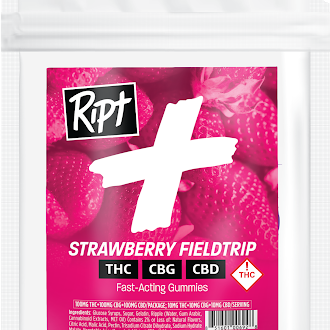 Photograph of product: Ript + 1:1:1 CBG + CBD - Strawberry Fieldtrip - 100mg