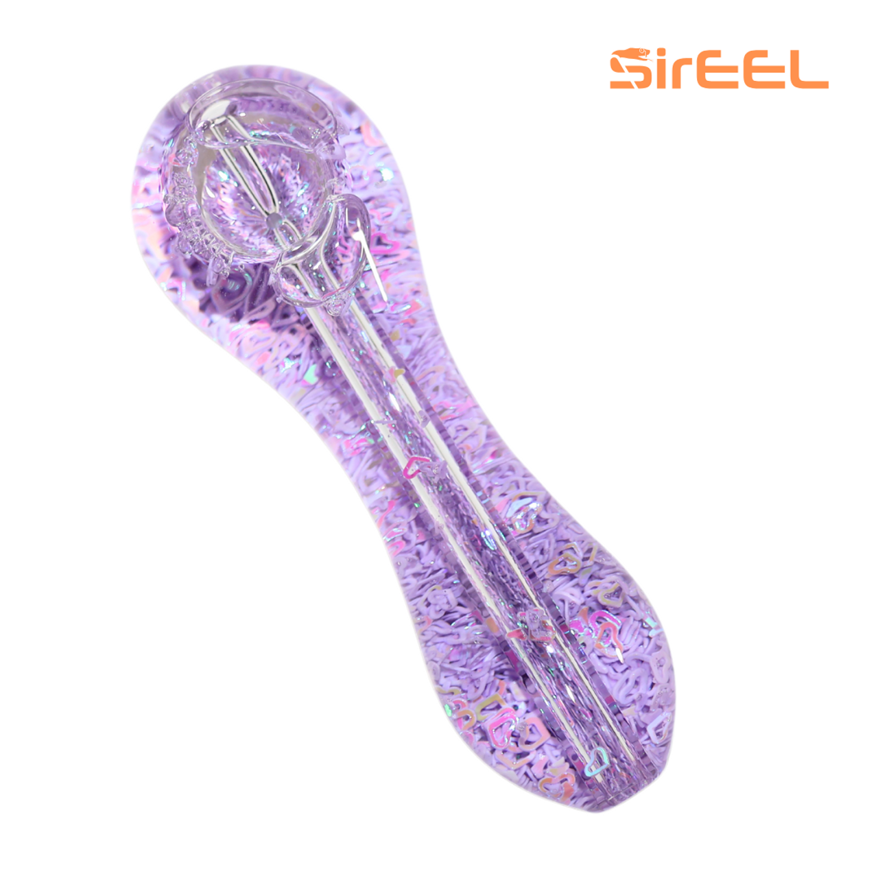 Photograph of product: SIREEL GLITTER HEARTS FREEZABLE HAND PIPE 5IN