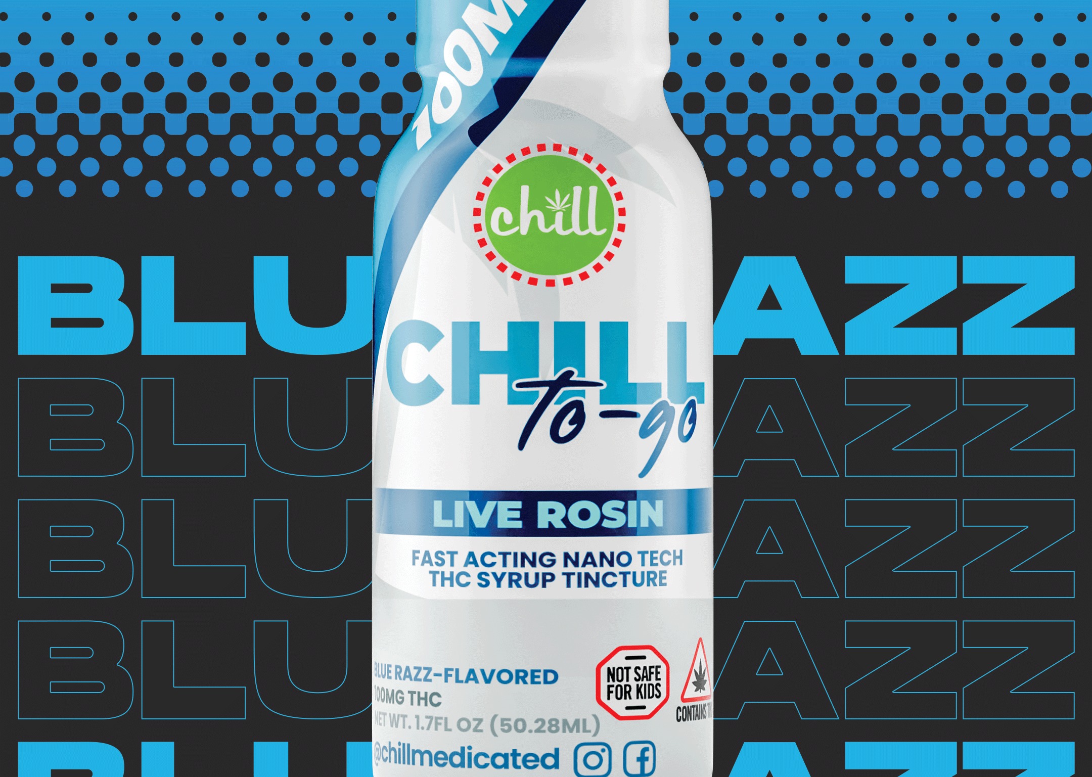 Photograph of product: Chill Medicated Blue Razz Live Rosin To Go Syrup 100mg