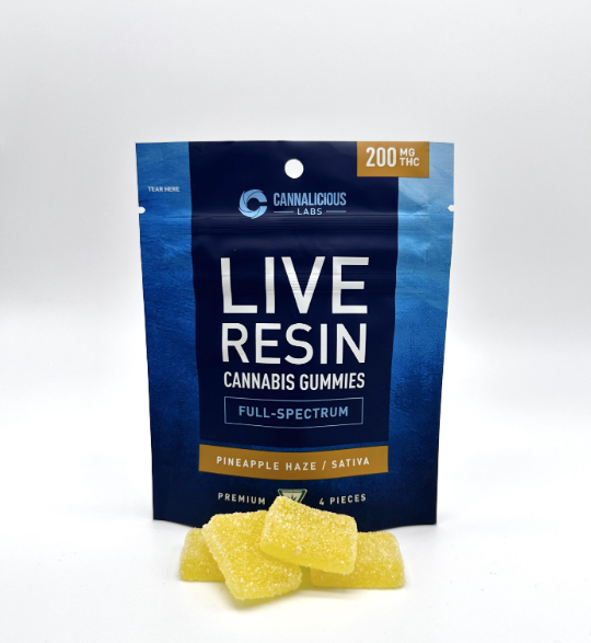 Photograph of product: Pineapple Haze | 4pk x 50mg | Live Resin | Cannalicious Labs