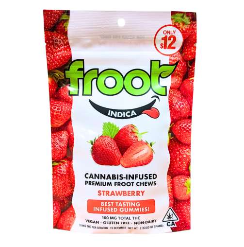 Photograph of product: Froot Strawberry gummies (VEGAN/GF) 100mg
