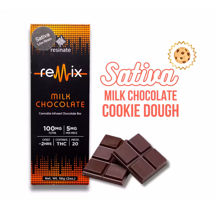 Photograph of product: Cookie Dough Milk Chocolate I Live Resin Chocolate 100mg - Levitate