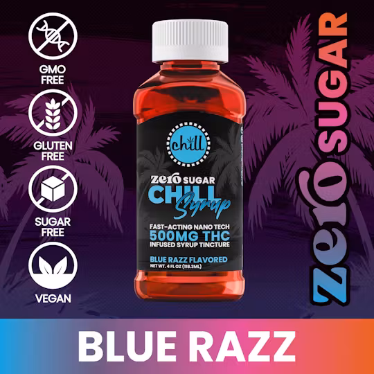 Photograph of product: Chill Medicated - Zero Sugar Syrup - (200mg) - **BLUE RAZZ**