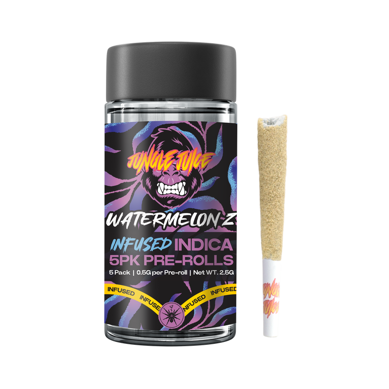 Photograph of product: Jungle Juice - 5pk .5g Tarantula Infused Prerolls - (2.5g) - Oui'd - **WATERMELON Z** (2/$25)