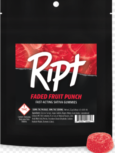 Photograph of product: Ript - (S) Faded Fruit Punch Gummies