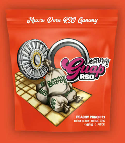 Photograph of product: Raito Edible - Savvy - RSO Purely Peach gummy (I) - 100mg (1pk)