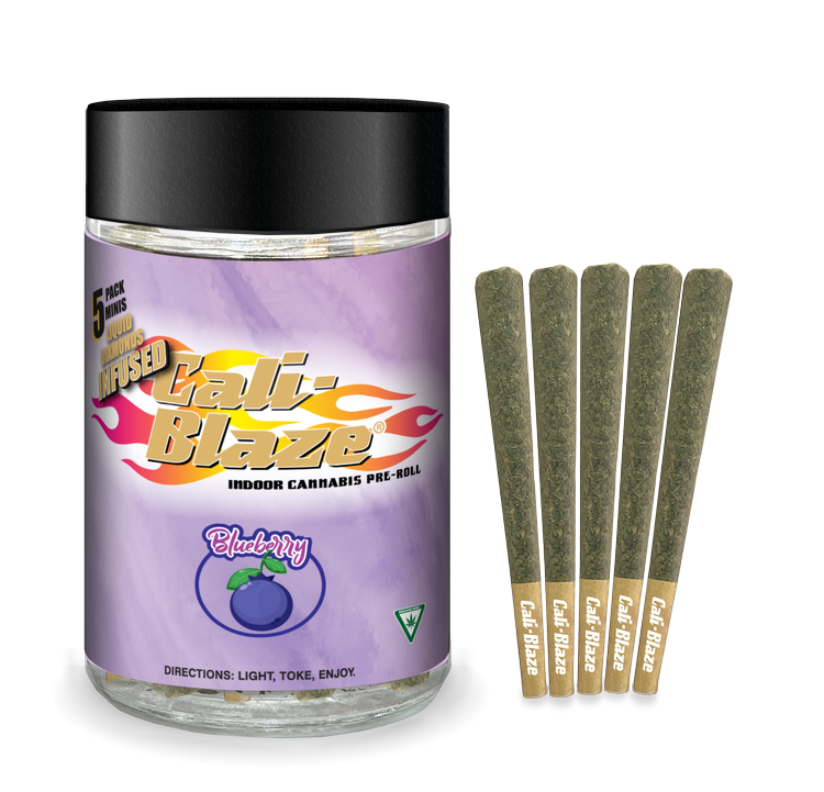 Photograph of product: Cali-Blaze - 5-Pack Infused Prerolls - Blueberry