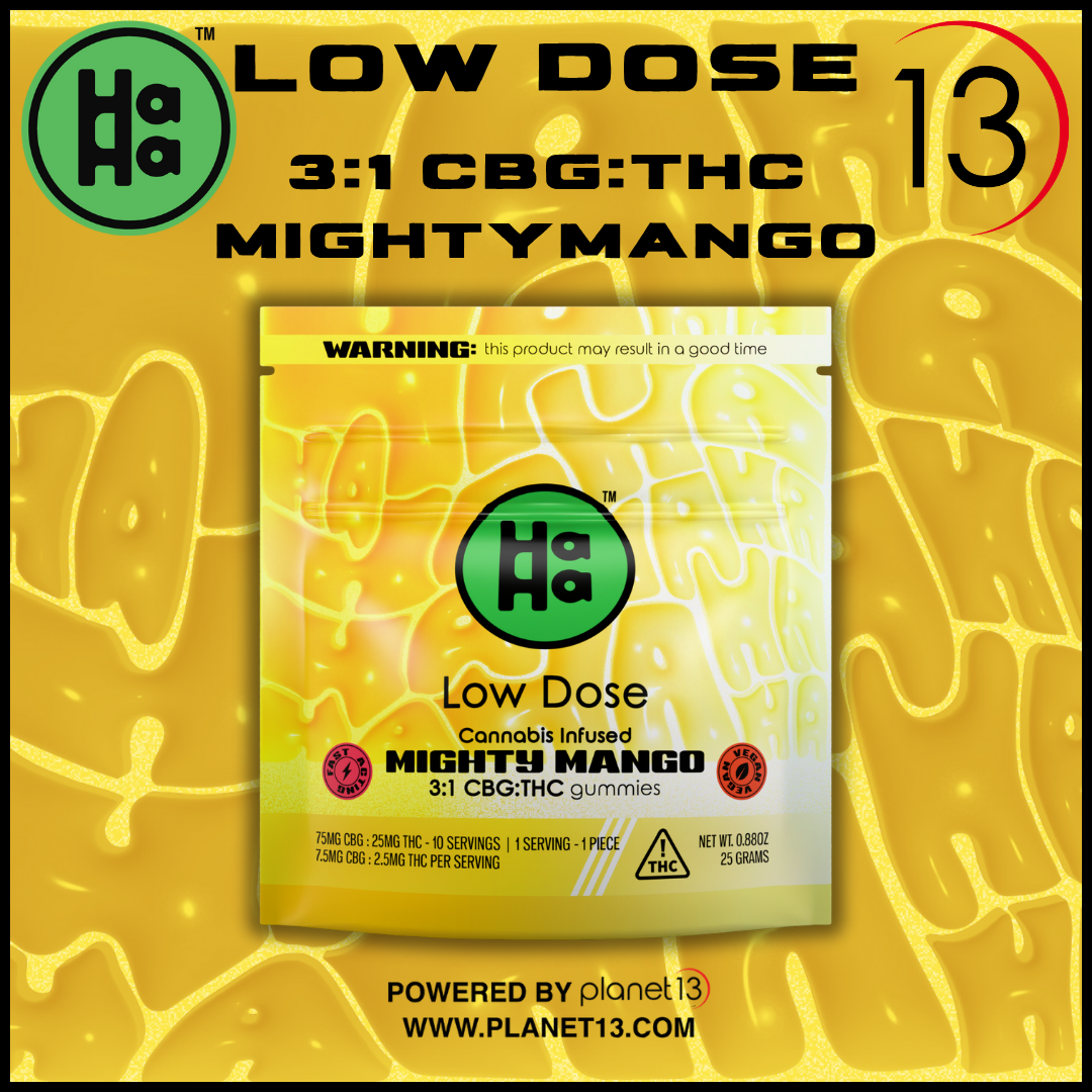 Photograph of product: Haha 3:1 Mighty Mango 25mg Gummies 10pk