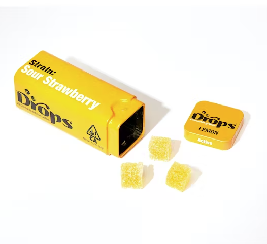 Photograph of product: Drops | Lemon | Sour Strawberry | Live Rosin Infused Jellies | 20pc | 100mg