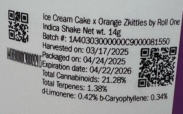 Photograph of Product: Roll One Ice Cream Cake x Orange Zkittles Shake 14g