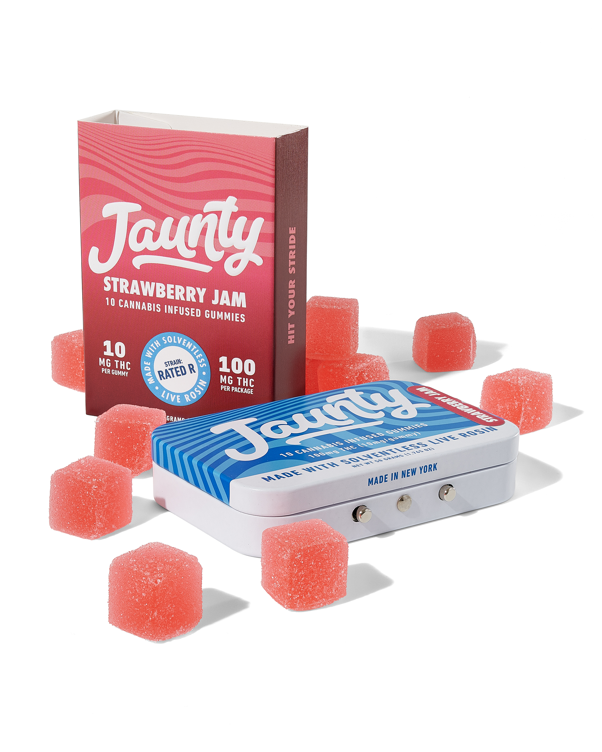 Photograph of product: 10-Pack Live Rosin Gummies 100mg - Strawberry Jam