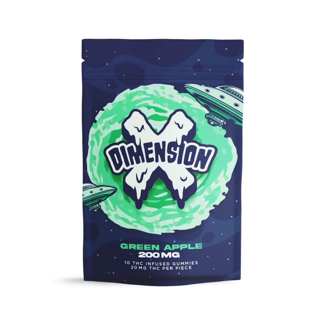 Photograph of product: Dimension X | Green Apple Gummies | 10x20mg | 200mg